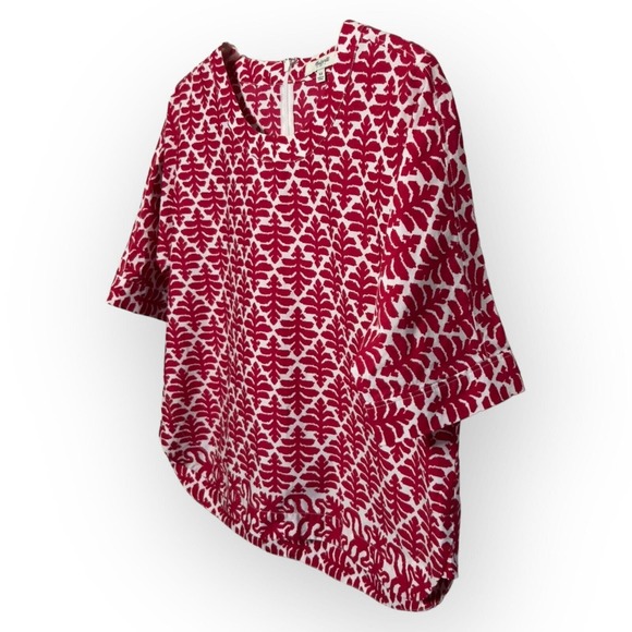 Madewell Province Red & White Geometric Ikat Bloom Short Sleeve Blouse Size XS - Picture 3 of 14